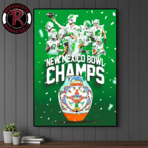 Celebrates North Texas Mean Green Champions New Mexico Bowl Championship 2025 Poster Canvas Decor