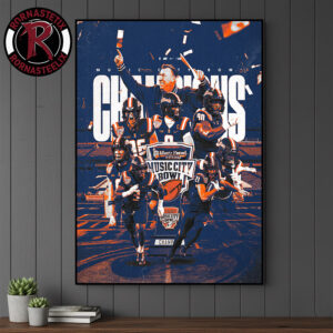 Illinois Fighting Illini Celebrates Poster Music City Bowl Champions 2025 Back To Back Poster Canvas Decor