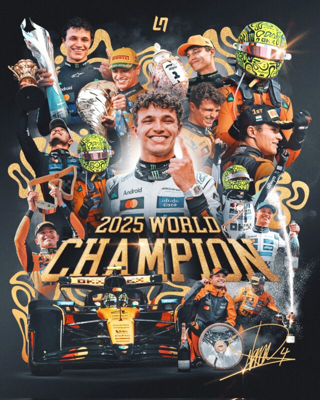 Lando Norris McLaren 2025 Drivers World Champion Signature Celebration