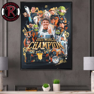Lando Norris McLaren 2025 Drivers World Champion Signature Celebration Poster Canvas Decor