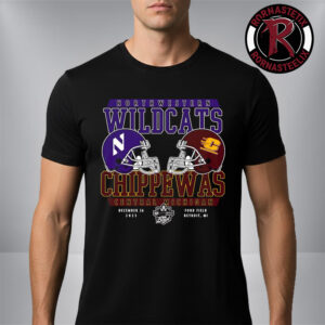 Northwestern Wildcats vs Central Michigan Chippewas Bowl Dueling Helmets On December 26 2025 At Ford Field Detroit MI Unisex T Shirt
