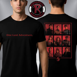 Stranger Things 5 One Last Adventure Characters Grid Unisex T Shirt Two Sided