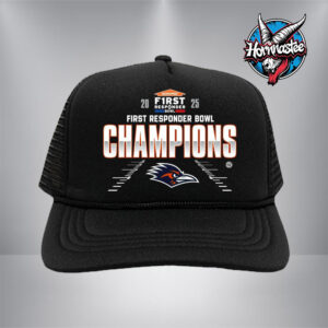 UTSA Roadrunners Champions Tee 2025 First Responder Bowl Champions Trucker Hat Cap