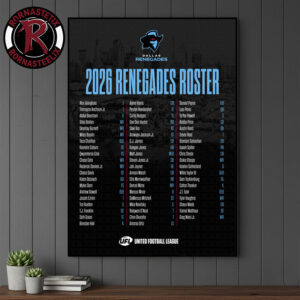 Dallas Renegades United Football League 2026 Renegades Roster Poster Canvas Decor