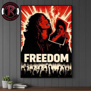 Freedom Iranian Lady Burning Khamenei Photo Poster Canvas Decor