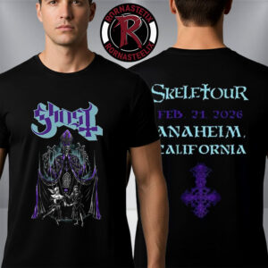 Ghost Band Skeletour 2026 Merch Tee At Anaheim California On February 21 2026 Unisex T Shirt Two Sided