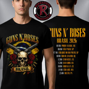 Guns N’ Roses World Tour 2026 Brasil Merch Tee Schedule Tour Dates Unisex T Shirt Two Sided