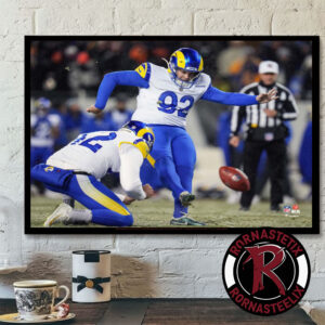 Harrison Mevis Los Angeles Rams Unsigned Fanatics Authentic 2025 NFC Divisional Round Game Winning Field Goal Poster Horizontal