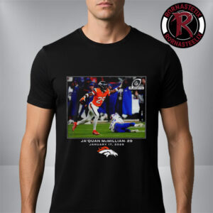 Ja’Quan McMillian Denver Broncos 2025 NFL Flash Features AFC Divisional Round Interception Celebration Photograph Unisex T Shirt