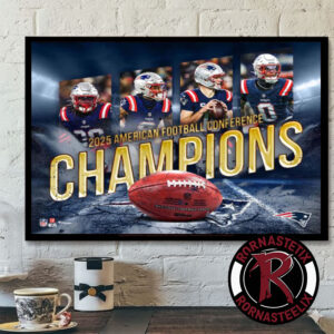 New England Patriots 2025 American Football Conference Champions Super Bowl LX Poster Horizontal