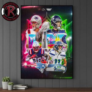 New England Patriots vs Seattle Seahawks In Super Bowl LX 2026 Match Up Poster Canvas Decor