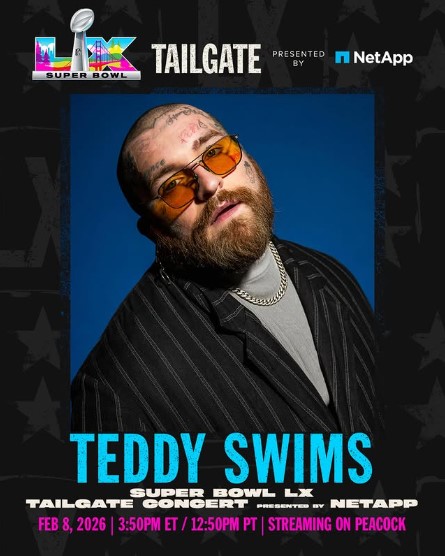 Teddy Swims Headline At Super Bowl LX 2026 Tailgate Concert On February 8 2026