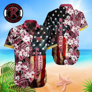Arizona Cardinals NFL America Flag Hibiscus Flower Hawaiian Shirt