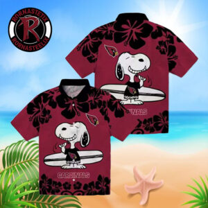 Arizona Cardinals x Snoopy Surfing Hibiscus Hawaiian Shirt