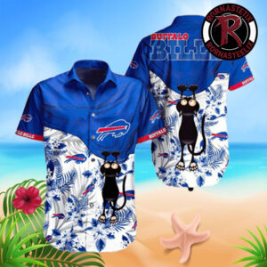 Buffalo Bills NFL Floral And Black Cat Pattern Fan Gift Hawaiian Shirt