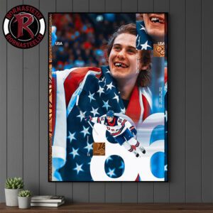 Jack Hughes USA Team Champion Olympics Winter 2026 No Teeth No Problem Poster Canvas Decor
