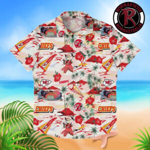Kansas City Chiefs Floral Mascot Helmet by FOCO Hawaiian Shirt