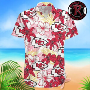 Kansas City Chiefs NFL Palm Leaf Colorful Flower Logo Hawaiian Shirt