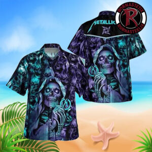Metallica Rock Band Skull Logo Dark Blue 2024 Fan Gift Hawaiian Shirt