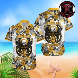 Metallica Skull Logo Pittsburgh Steelers Tropical Floral Hibiscus Hawaiian Shirt