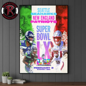 NFL Super Bowl LX 2026 New England Patriots vs Seattle Seahawks Final Match On February 8 2026 Poster Canvas Decor