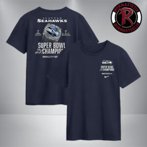Seattle Seahawks Nike Two Time Super Bowl LX Champions Downtown Ring Club Unisex T Shirt