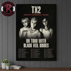TX2 North America 2026 On Tour With Black Veil Brides Schedule Tour Dates Poster Canvas Decor