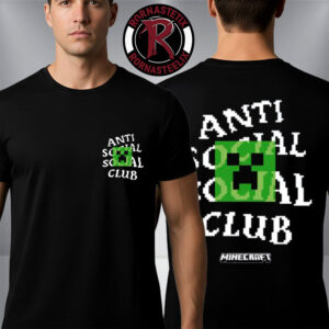 Anti Social Social Club x Minecraft Creeper Head Logo Unisex T Shirt Two Sided