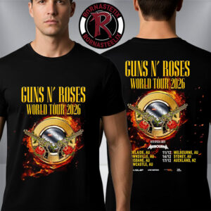 Guns N Roses World Tour 2026 Australia And New Zealand Official Poster Schedule Tour Dates Unisex T Shirt Two Sided