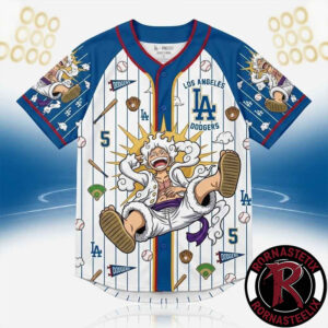 One Piece x MLB Los Angeles Dodgers Luffy Gear 5 Sun God Nika Luffy Baseball Outfit Jersey