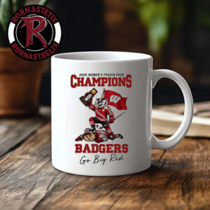 Wisconsin Badgers 2026 NCAA Women’s Ice Hockey Frozen Four National Champions Mascot Go Big Red Mug Cup