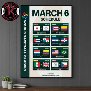 World Baseball Classic 2026 Schedule March 6 Poster Canvas Decor