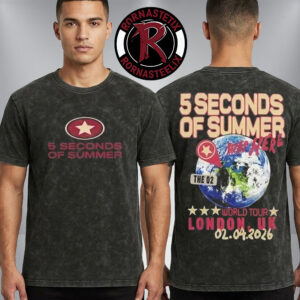 5 Seconds Of Summer Everyone’s A Star World Tour 2026 Merch Tee At The O2 Arena London UK On April 2 2026 Washed T Shirt