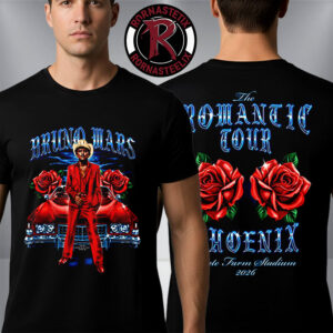 Bruno Mars Phoenix The Romantic Tour 2026 Merch State Farm Stadium 2026 Roses Graphic Photo Unisex T Shirt Two Sided