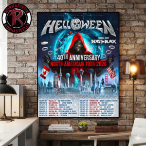 Helloween 40th Anniversary North American Tour 2026 Schedule Tour Dates Poster Canvas Decor