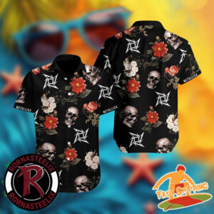 Metallica Logo Skull Flower Floral Pattern Summer Hawaiian Shirt