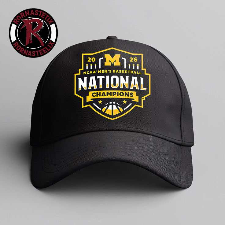 Michigan Wolverines Champions NCAA Men's Basketball National Champions 2026 The Kings of College Basketball Logo Hat Cap Michigan Wolverines Champions NCAA Men's Basketball National Champions 2026 The Kings of College Basketball Logo Hat Cap