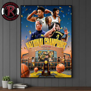 Michigan Wolverines Men’s Basketball Champions NCAA 2026 National Tournament Poster Canvas Decor