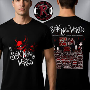 Sick New World 2026 Las Vegas Festival Exclusive Red Little Demon Merch On April 25 2026 Full Lineup Back Unisex T Shirt Two Sided