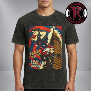 ACDC Pwr Up Tour 2026 At Estadio GNP Seguros Mexico City On April 7 11 15 2026 Angus Young x Brian Johnson Artwork Washed T-Shirt