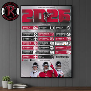 Atlanta Falcons NFL Season 2026 Schedule Poster Canvas Decor