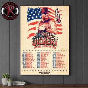 Brantley Gilbert The Real American Tour 2026 Schedule Tour Dates Poster Canvas Decor