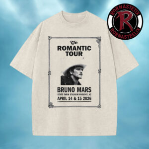 Bruno Mars Phoenix The Romantic Tour 2026 Limited Edition At State Farm Stadium Phoenix AZ Washed T-Shirt