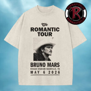 Bruno Mars The Romantic Tour 2026 Nashville Merch Tee At Nissan Stadium On May 6 2026 Nashville TN Washed T-Shirt
