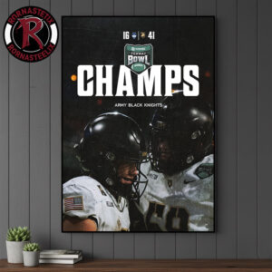 Celebrates Army Black Knight 2025 Wasabi Fenway Bowl Champions Poster Canvas Decor