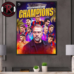 Celebrates Barcelona FC Champions 2025-26 Supercopa De Espana Poster Canvas Decor