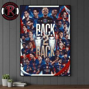 Celebrates Paris Saint Germain Champions UEFA Champions League 2025 26 Back 2 Back Wins Poster Canvas Decor