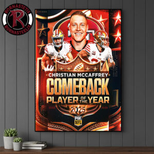 Christian McCaffrey San Francisco 49ers NFL 2025 Comeback Player Of The Year Poster Canvas Decor