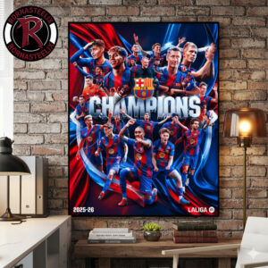 Congrats Barcelona FC Champions La Liga Title 2025 26 Season Poster Canvas Decor