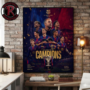 Congrats FC Barcelona Champions La Liga 2025 26 Poster Canvas Decor
